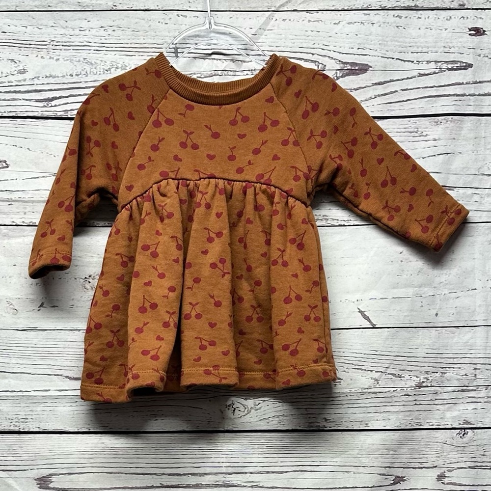 Zara Brown Cherry Sweatshirt Dress Size 6-9 Months